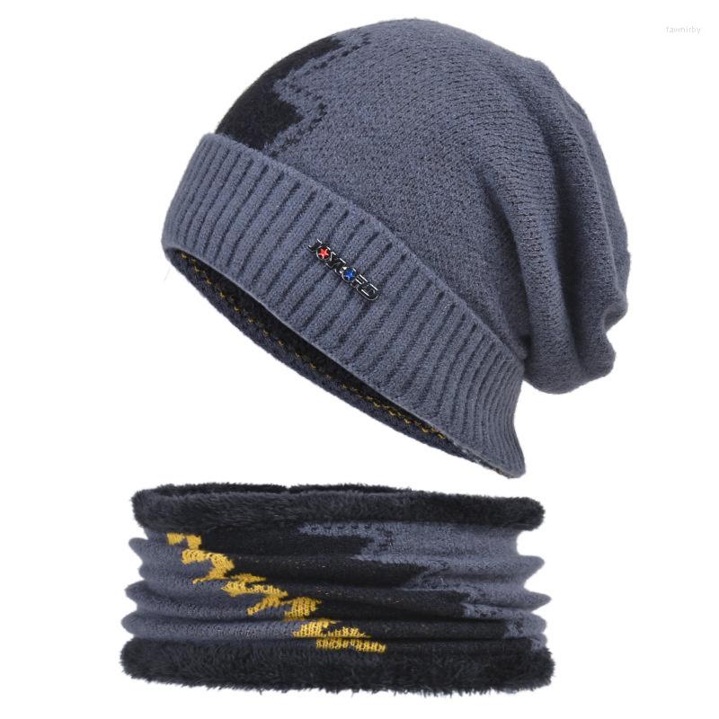 

Berets Winter Skullies Hat Wool Beanies Knitted Scarf With Lining Male Gorras Bonnet Hats For Men, Coffee