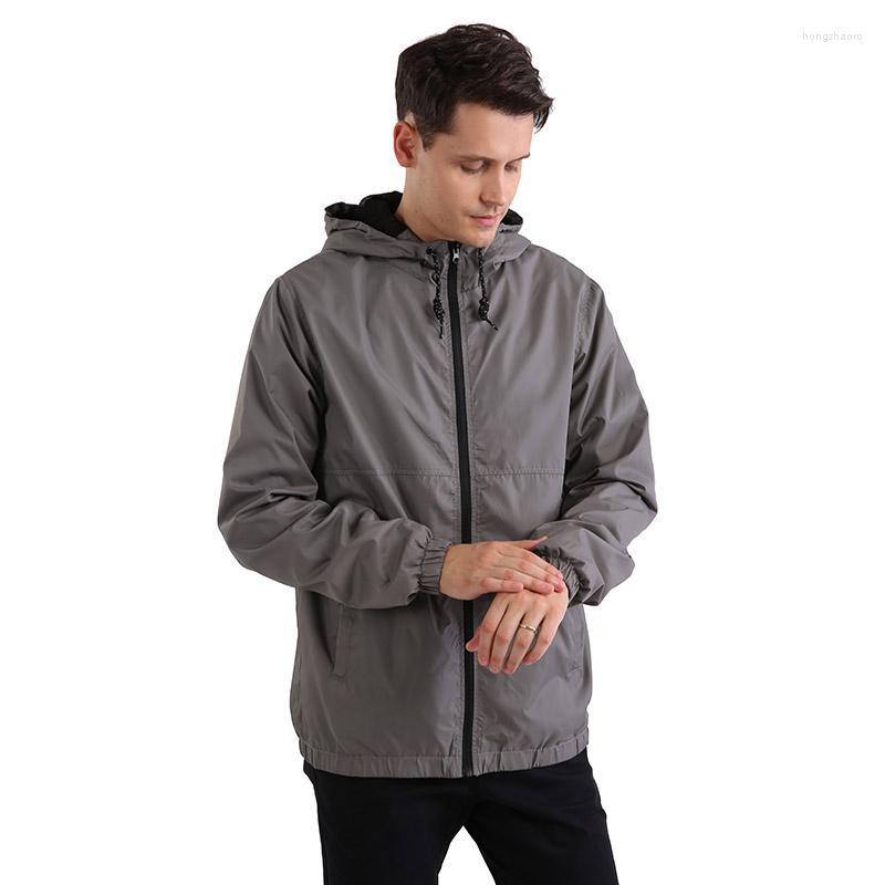 

Men' Jackets Autumn Jacket Raincoat Windbreaker Zipper Rain Outdoor Mens Spring Casual Hooded Waterproof Lightweight Coat, Gray