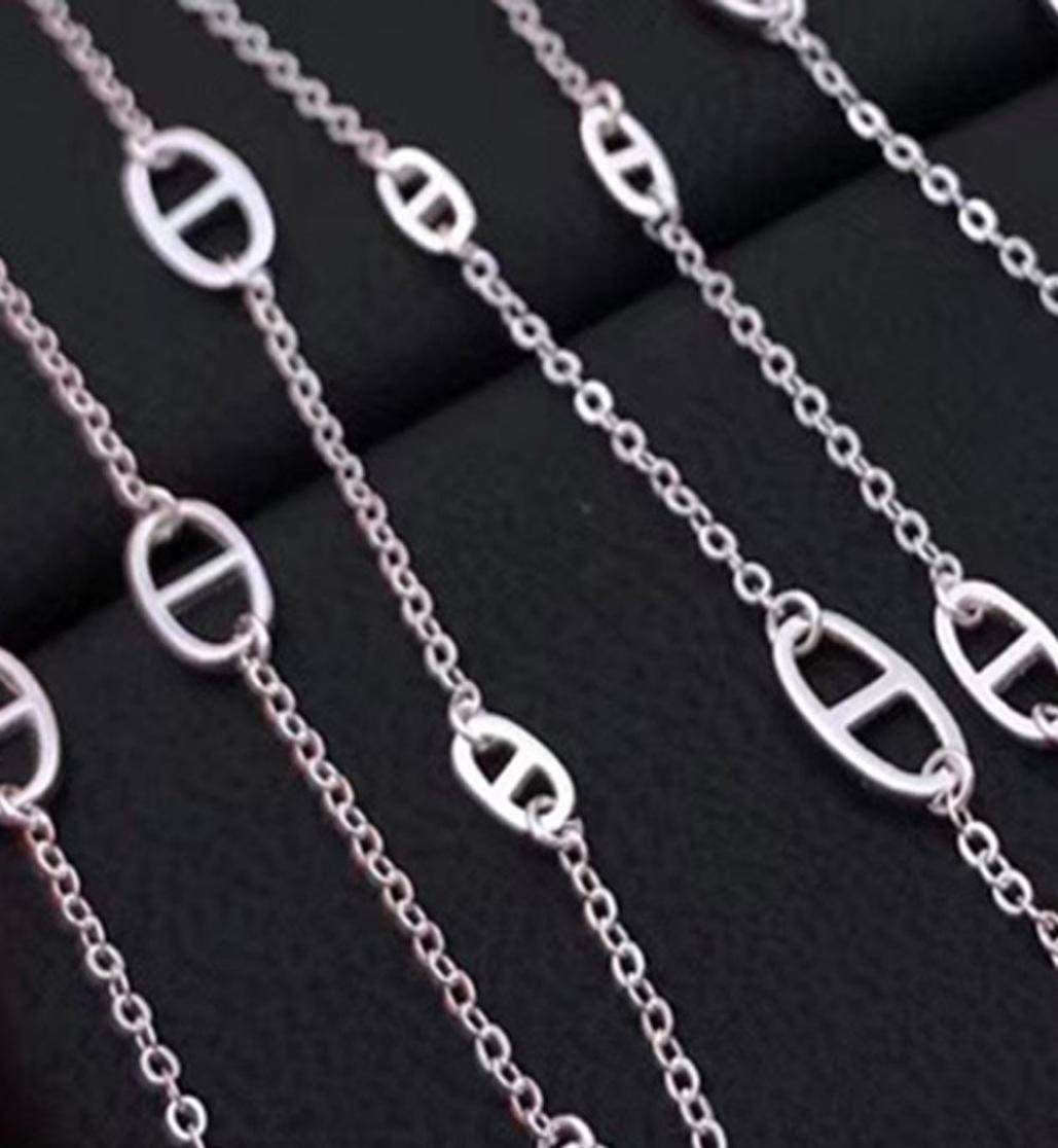 

Brand Geometry for Women Letter Round h Lock Jewelry S925 Silver Necklace Set France Quality Superior Golden Sweater Chain 2028128621