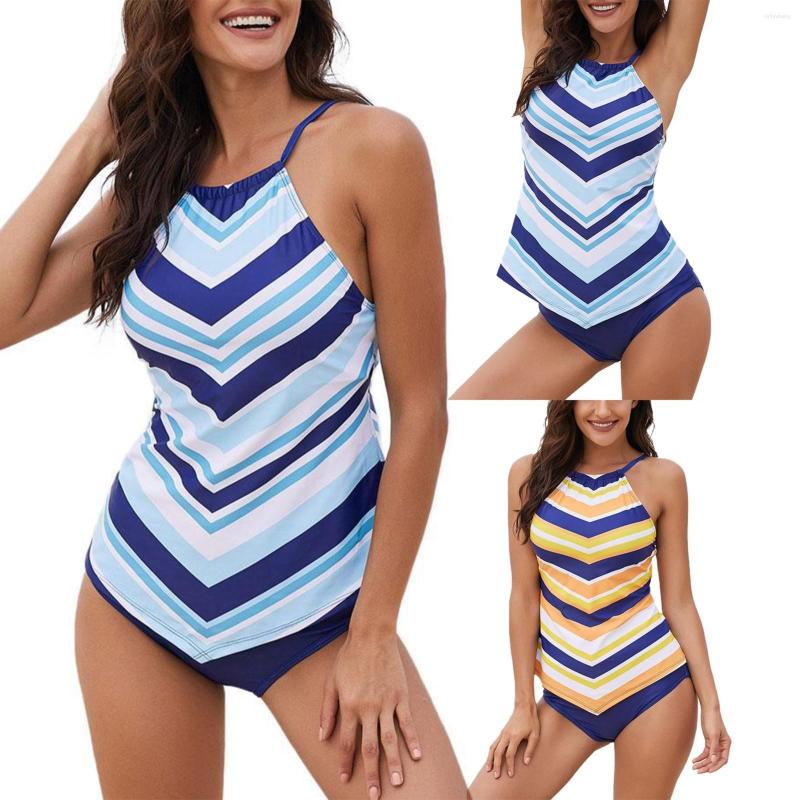 

Women' Swimwear 2023 Clothing Slip Sexy Seamless Triangle 2 Piece With Slit Beach Swimsuit Bikini Tankini Sets For Lady, Blue