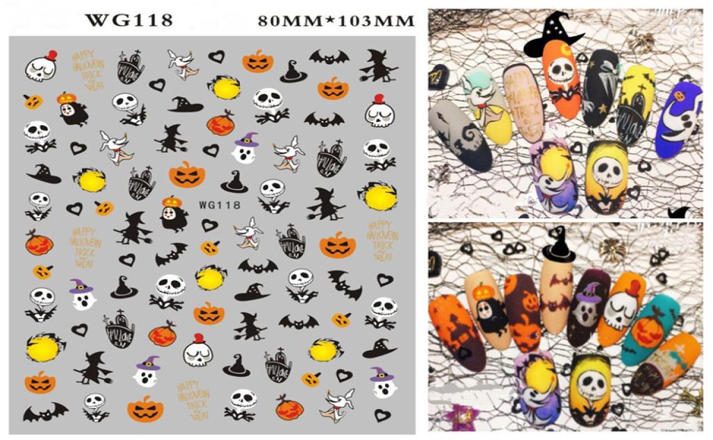 

New Halloween Nail Wrap Pumpkin Nail Stickers with Skull Nails Nail Art Stickers Decals Manicure DIY Decoration Tools6090902, Multi