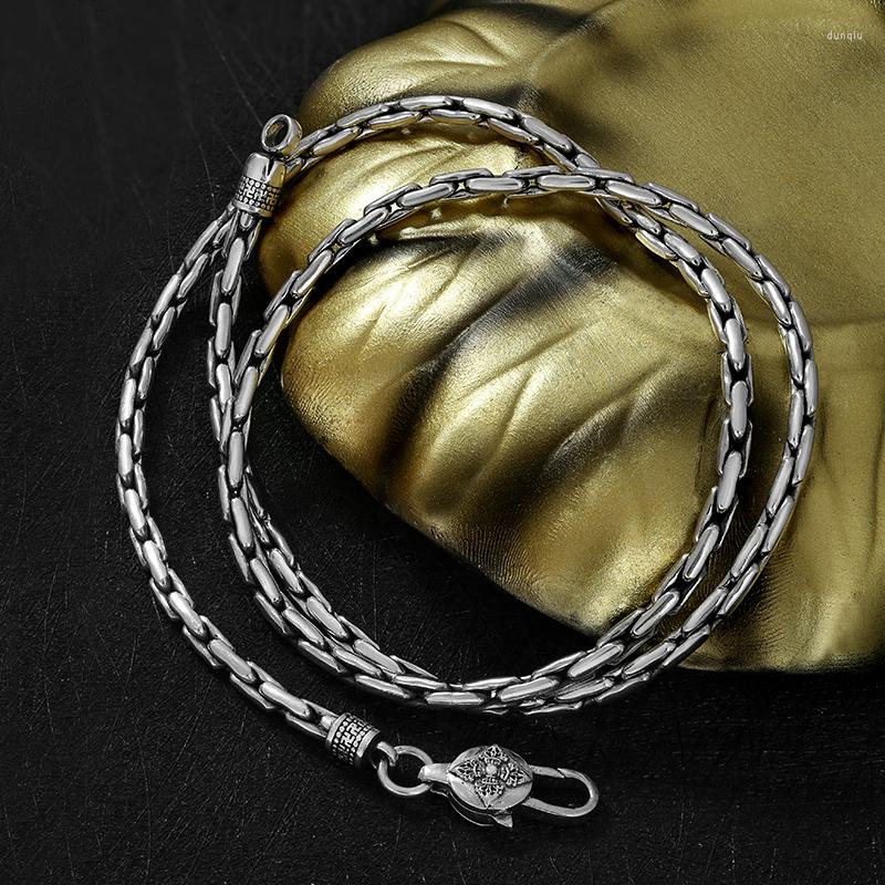 

Pendant Necklaces QN Silver Color Six-character Mantra Bamboo Necklace Trendy Men's Chain Domineering For Women Fashion Jewelry