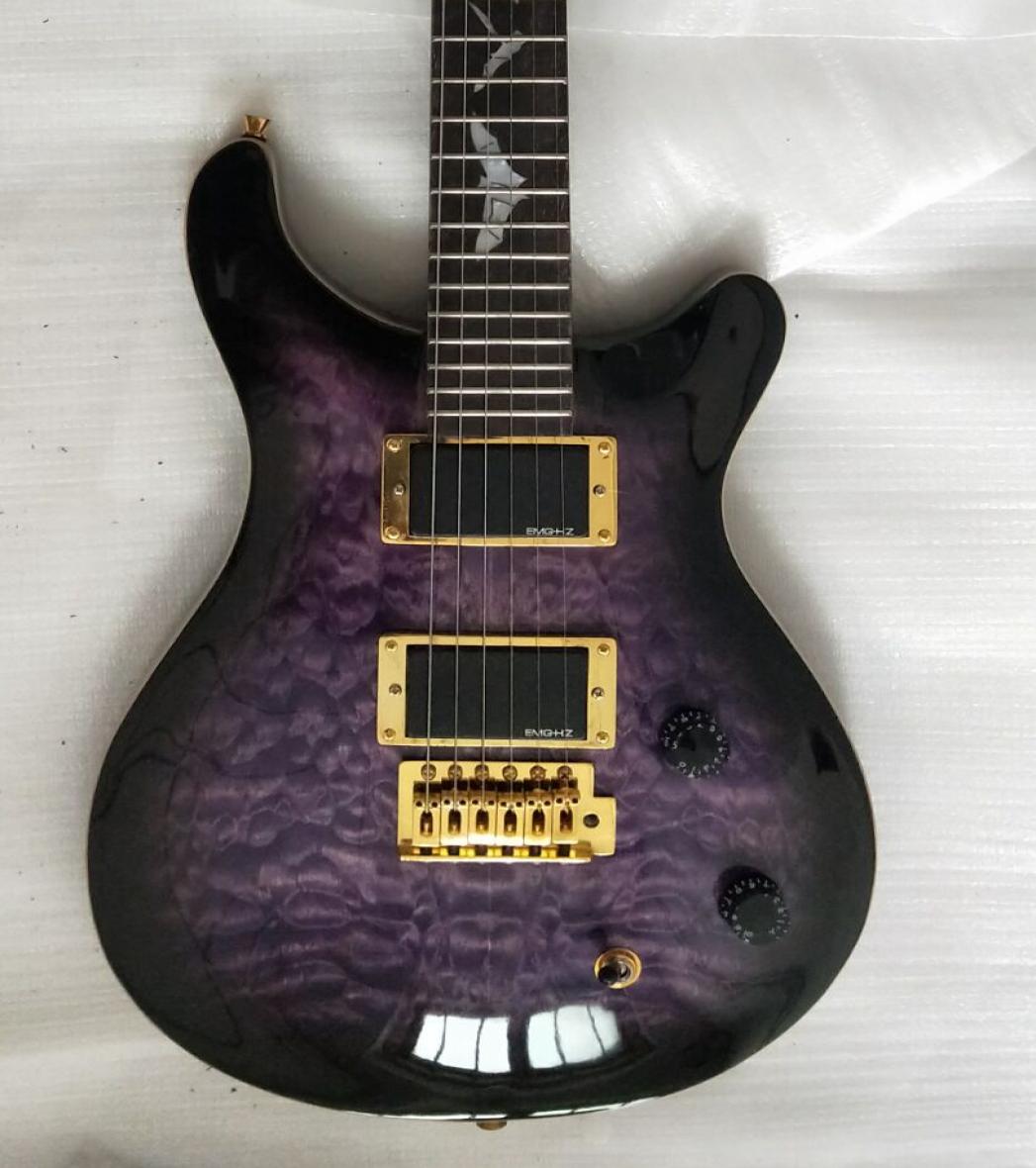 

Smith SE Paul Allender Purple Black Quilted Maple Top Electric Guitar Upgrade Korea Tuners Pearl Bat Inlay Floyd Rose Tremolo E4717516