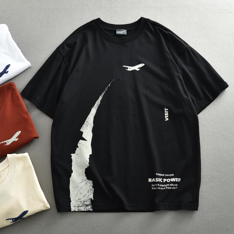 

Men's T Shirts Summer American Retro Short-sleeved O-neck Printed T-shirt Men's Fashion Simple Cotton Washed Loose Casual Sport Tops, 13501