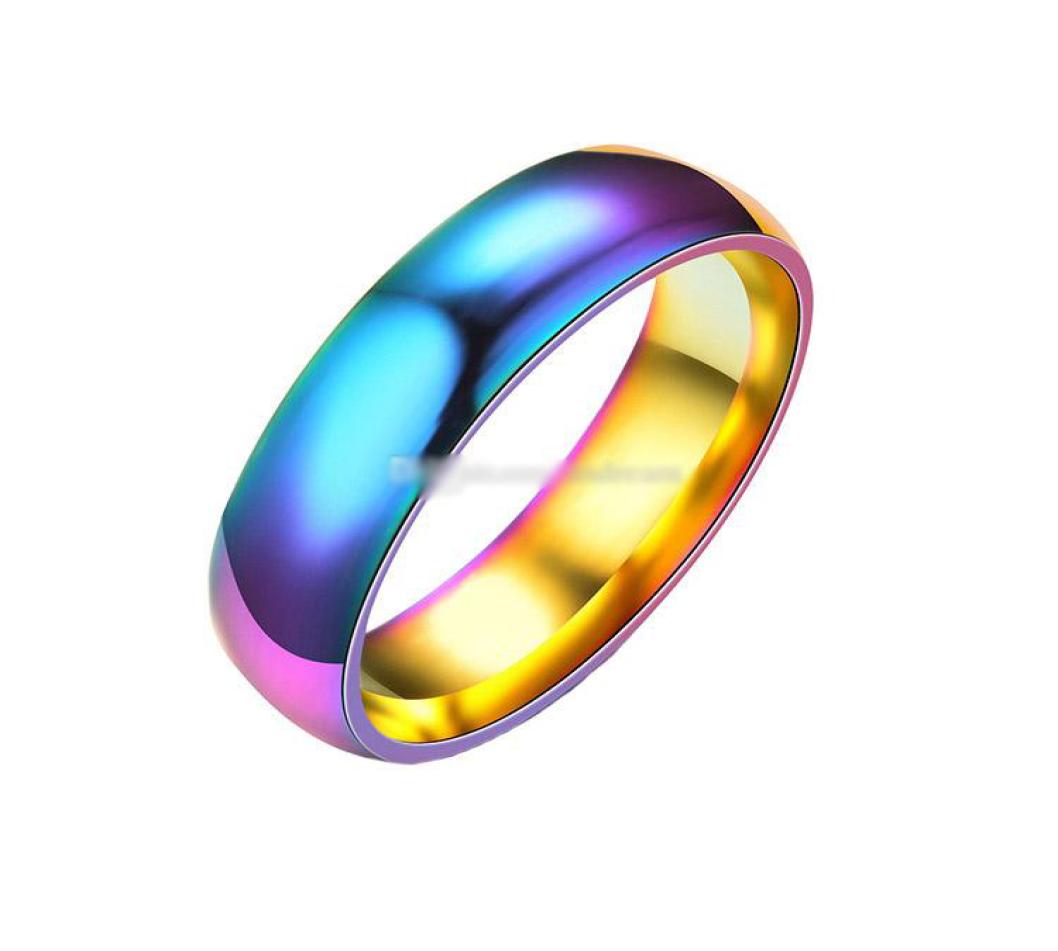 

Stainless Steel Rainbow Ring band colorfull simple Rings womens mens fashion jewelry6157374