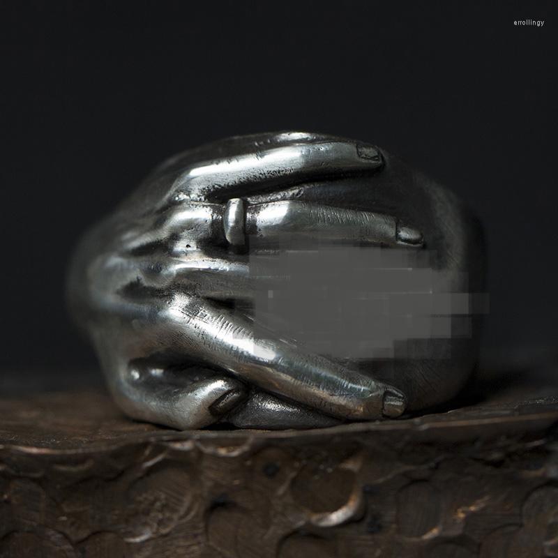 

Cluster Rings BEM HI BEN Freud Id Men's Women's Ring 925 Sterling Silver Original Design Hand Made INS Biker Customized