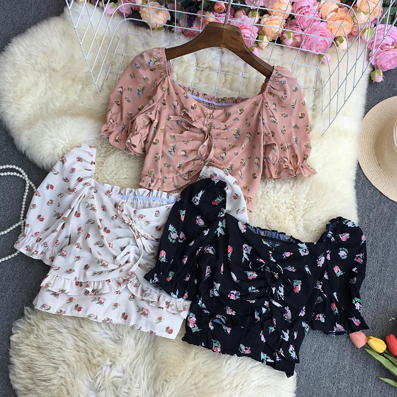 

Women's Blouses French Chic Fashion Blouse Shirt Women Korea Style Short Sleeve Blusen Damen 2023 Almighty Or Tops For Woman Dropship, Khaki