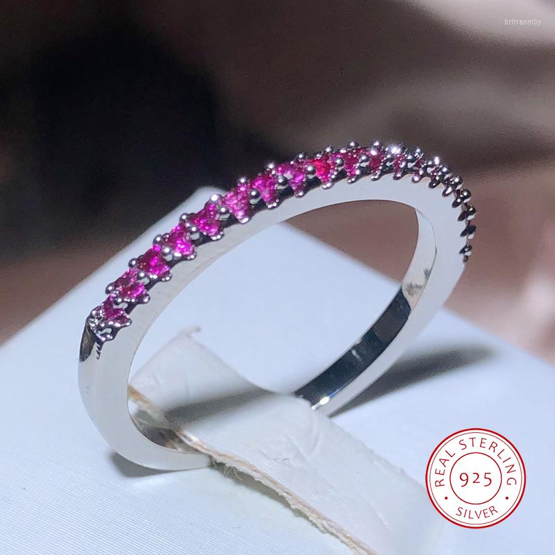 

Cluster Rings Fashion Slim Women's Ring Full Of Small Diamand Pink Cubic Zirconia Stone Wedding Engagement Trendy Jewelry Accessory