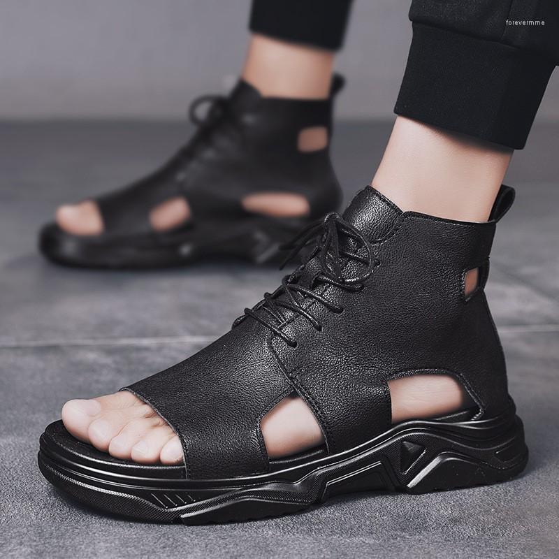 

Sandals Men's Roman Style Breathable Hollowed Out Beach Men Summer Boots D280, Black