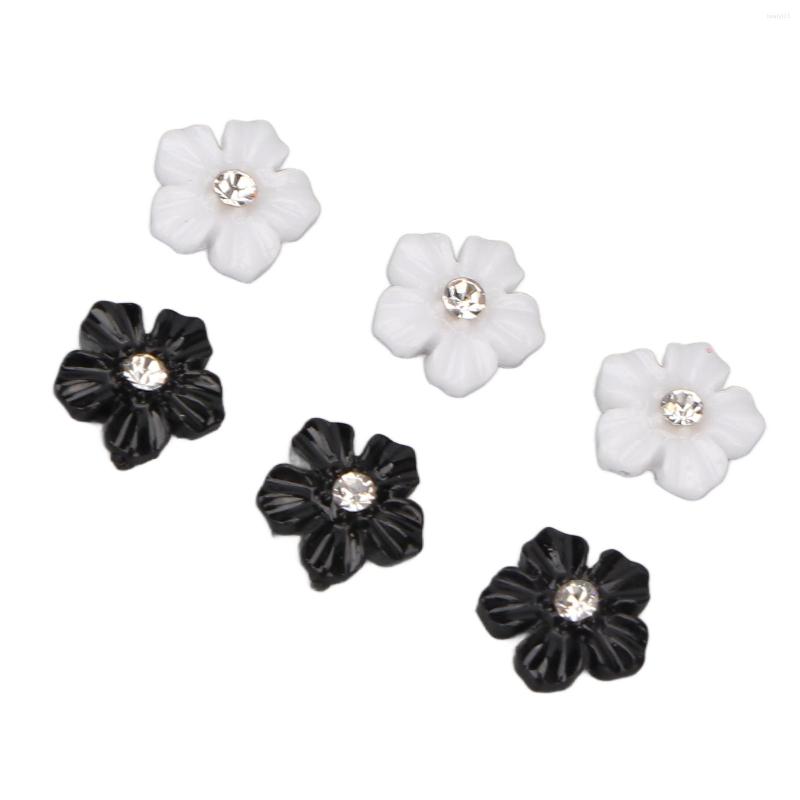 

Nail Art Decorations 3D Flower Black White 5 Petal Ornaments For DIY Decoration
