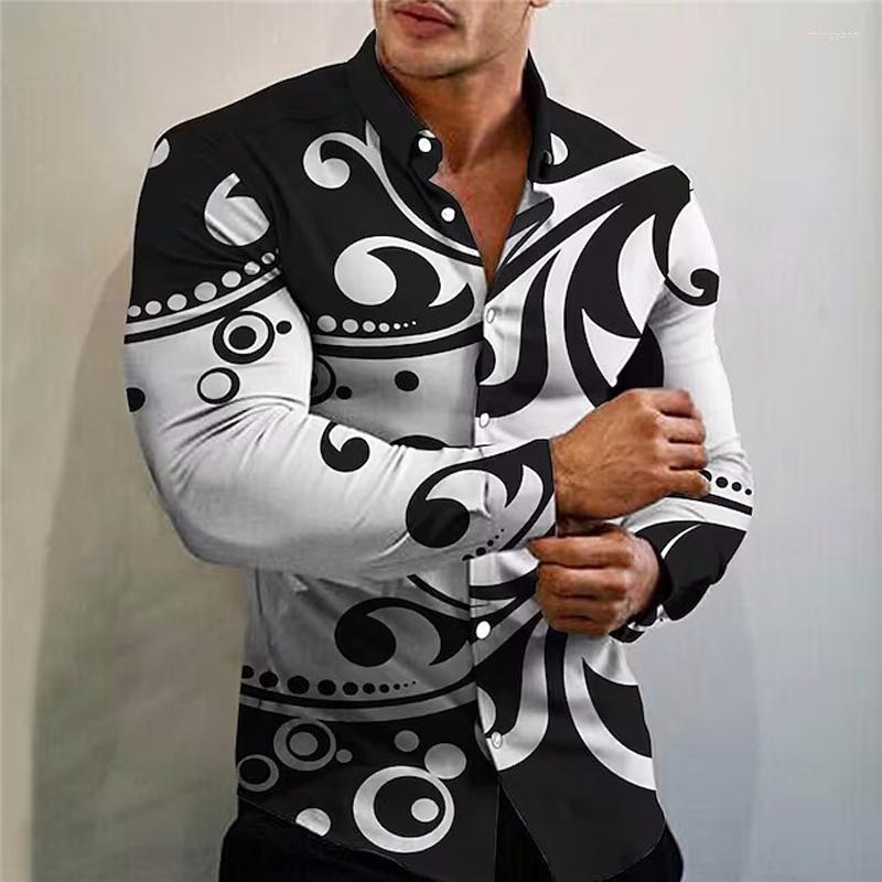 

Men' Casual Shirts Simple Floral Print Men' Long Sleeved Hawaii Beach Quick Drying Tops Autumn Shirt Street Clothing, Fsyzcf702