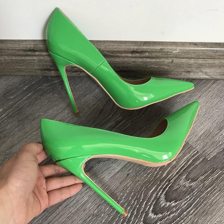 

Dress Shoes Pointed Toe Pumps Party Wedding Woman Size Stiletto 12CM 10CM 8CM Green Heels, As pic 12cm