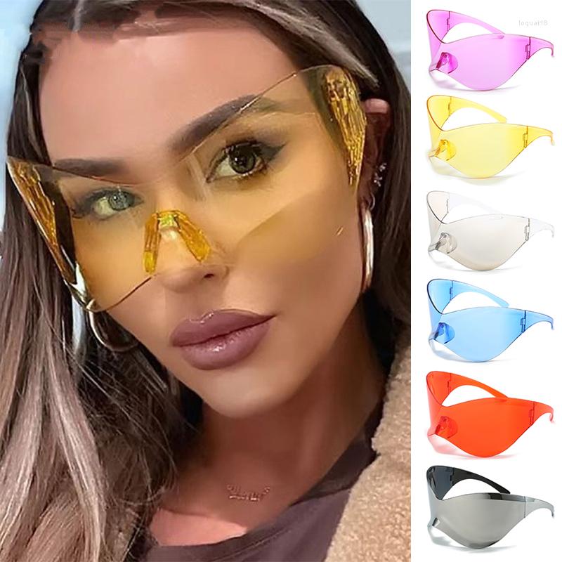

Sunglasses 2023 Women Men Oversized Sun Glasses Ladies Fashion Eyewear Shades Punk Eyeglasses Rimless Cycling Goggles
