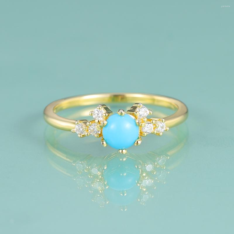 

Cluster Rings Gem's Beauty 14K Gold Filled Prong Set Lab Turquoise 925 Sterling Silver Anniversary Band Engagement Fine Jewelry