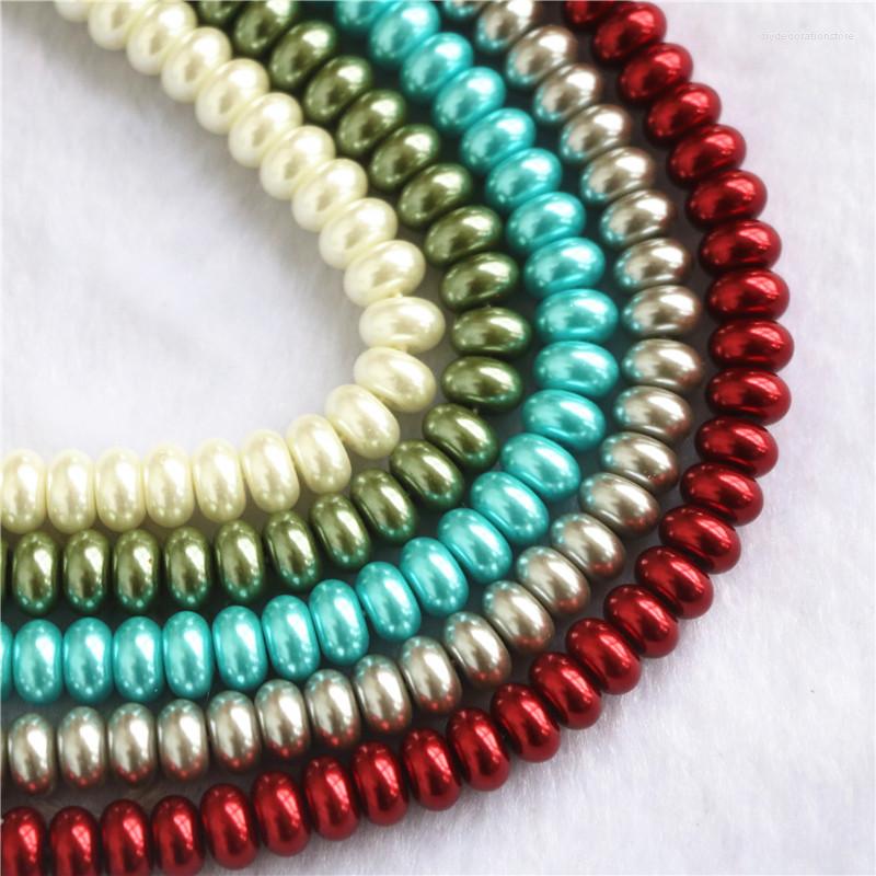 

Beads Glass Imitation Pearl Loose Rondelle Abacus Spacer For Jewelry Making Bracelet Charms Accessories 15" 4x8mm