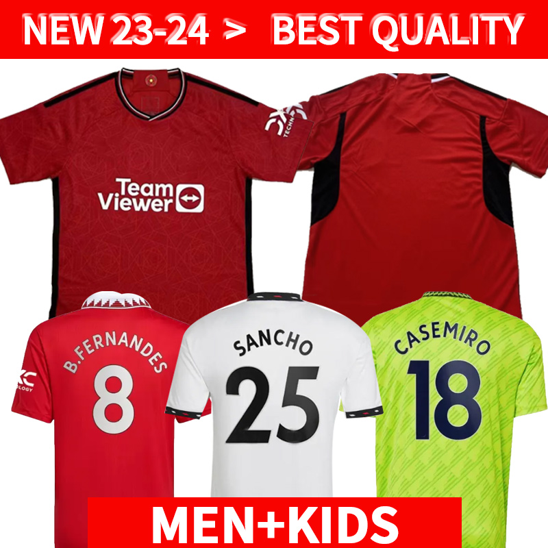

23 24 ANTONY CASEMIRO MARTINEZ ERIKSEN soccer jerseys RASHFORD 2023 2024 SANCHO B. FERNANDES FRED MancHEstErS MANS UTDS football shirt kit set Uniforms men kit kids, Black