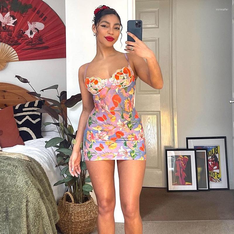 

Casual Dresses Hirigin Summer Women Mini Dress Bodycon Spaghetti Strap Flower Print Backless Off Shoulder Slim Fit Beach Sexy Party Club, As shown