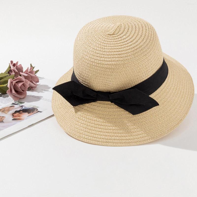 

Wide Brim Hats Womens Bow Visor Hat Vacation Travel Beach Straw 2023 Summer Foldable Elegant Outdoor Ladies, Khaki