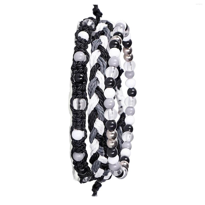 

Link Bracelets Colorful Beaded Bohemian Bracelet Thread Woven Wrap Couples For Teen Girls Kids Gift Ly