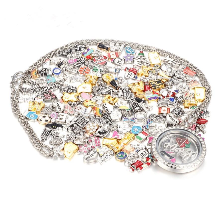 

50 Pcslot Top Mix Design Floating Charms for Glass Living Memory Locket Pendant DIY Floating Charms Lockets Jewelry Accessor3244771