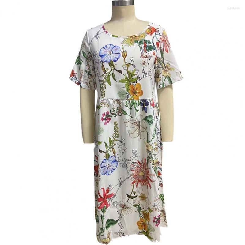 

Party Dresses Elegant Dress Pockets Beach Summer Printing A-Line Midi, Blue