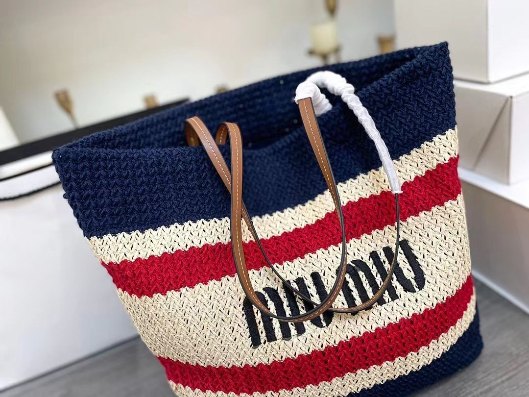 

Women Totes handbags two MIU high quality shopping bag handbag hobo fashion linen Large Beach bags designer travel Shoulder