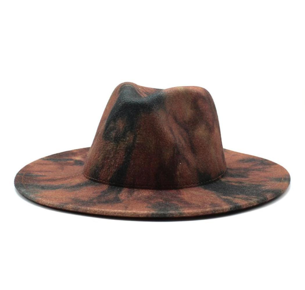 

Tie dye Fedora Hats Jazz Panama Cap Wide Brim Hat Women Men Formal Hat mens Lady Felt Top caps Woman Man Winter Fashion NEW6813365, Red