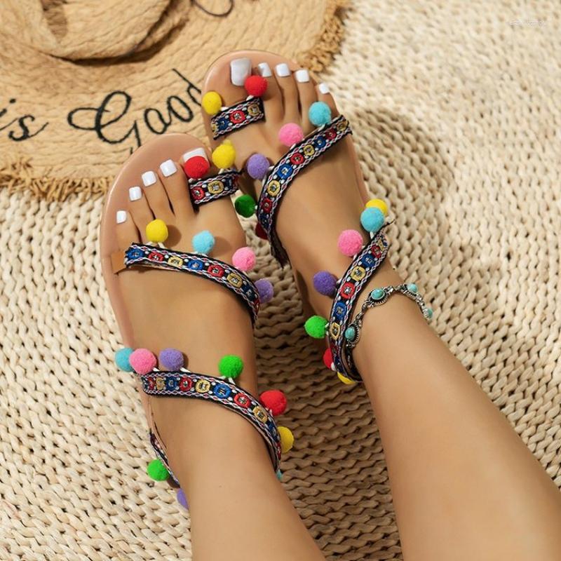 

Sandals Female Shoes On Sale 2023 Fashion Women's Sweet Bohemian Style Casual Flats Plus Size Women Beach Vacation, 5002 dark brown