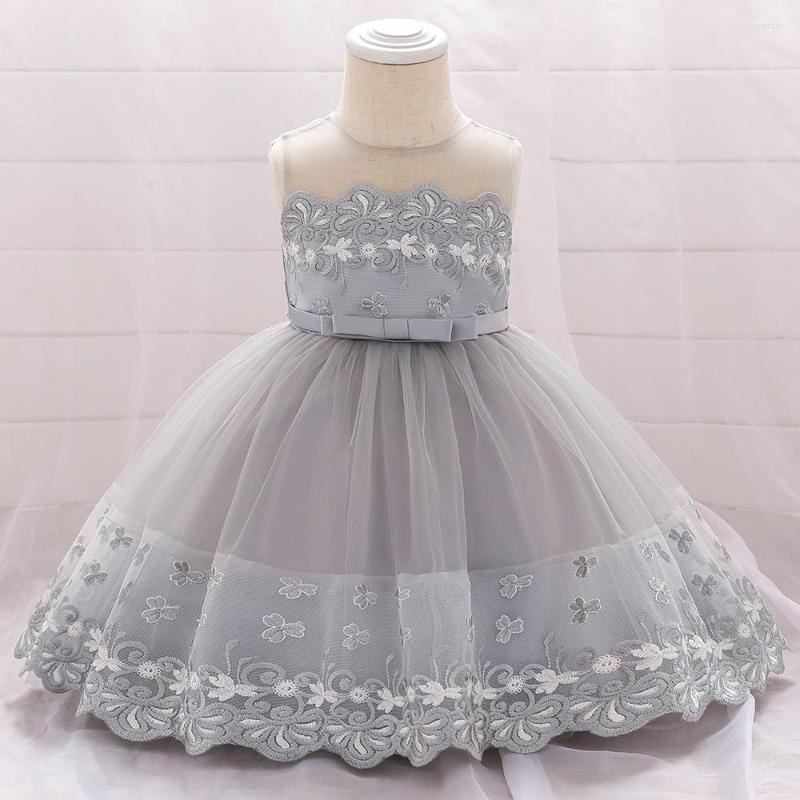 

Girl Dresses Summer Toddler Baby First 1st Birthday Tutu Dress Born Infant Party Wear Christening Gown Clothing Kids Clothes Vestidos, Gray