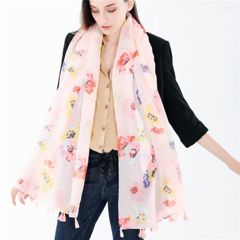 

Scarves Fashion Autumn And Winter Selling Solid Color Flower Shawl Printed Pattern Cotton Scarf