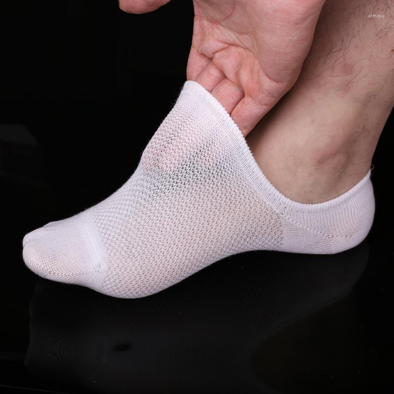 

Men's Socks 5 Pairs 1 Lot Summer Fashion Thin Mesh Bamboo Fiber Invisible Ankle Men Light Silicone Anti-skid Calcetines Hombre, Picture shown