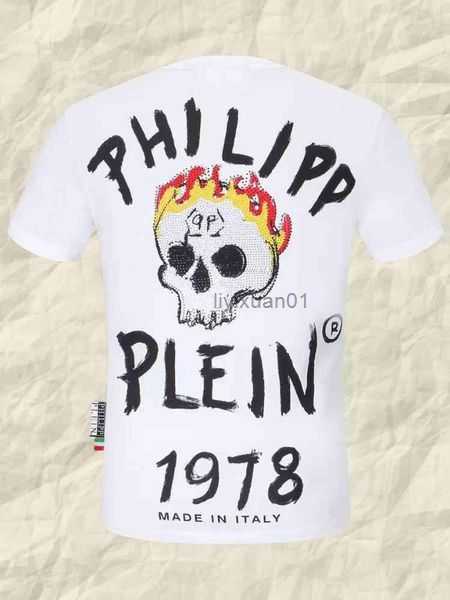 

Designerxia Ou Goods Pp Wear Solid Color Leisure Slim Fit Clothes Philip Plan Hot Drill Flame Skull Men's Half Sleeve Ahj Philipps Pleins 2 ZPAL, Black