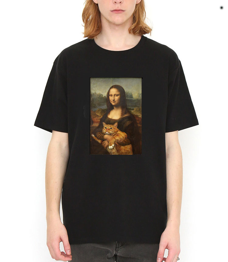 

Designers fashion tshirt luxury summer shirts white t shirts Europe and America Da Vinci Mona Lisa Art Classic Round Neck Short Sleeve T-shirt Hip Hop Street, Gray