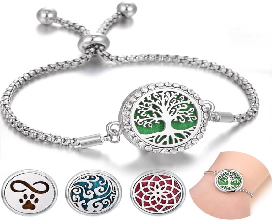 

Aromatherapy Essential Oil Diffuser Bracelet Stainless Steel Sliver Pendant Locket Adjustable Essential Oil Bracelet with Pads for7557935