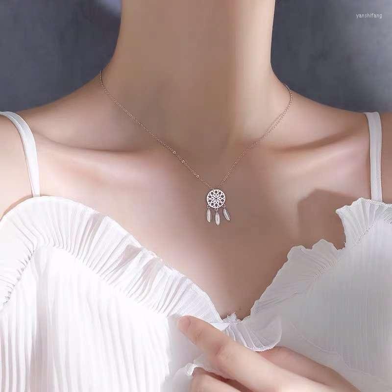 

Pendant Necklaces Vintage Bohemia Feather Necklace Hollow Dream Catcher Dreamcatcher Dangle Chocker Jewelry For Women 2023 Chain