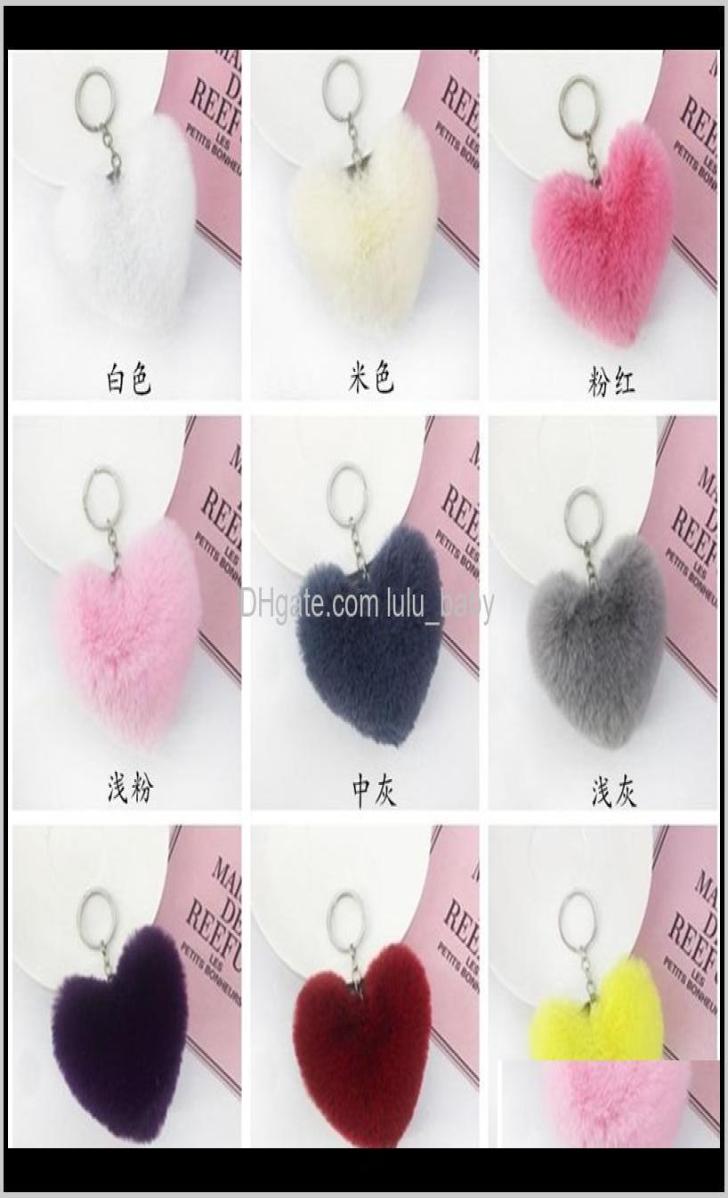 

Fashion Aessories Faux Soft Keyrings Rabbit Pom Heart Keychain Alloy Key Ring Fluffy Fur Ball Keychains Women Bag Cell Phone Car C9553950