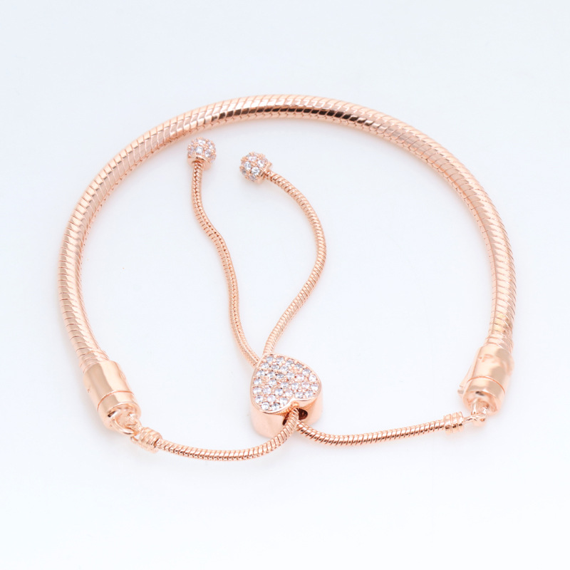

NEW DIY Fashion Round/bead/heart-shaped 3 styles 925 Sterling Silver Hand Chain Bracelets PDL Moments Snake Chain Slider Bracelet Women Gift Jewelry