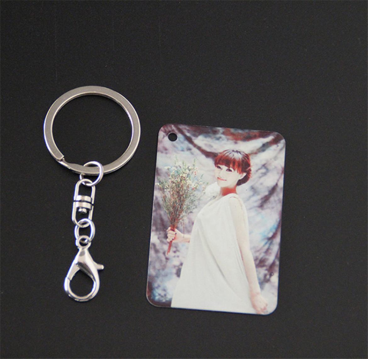 

sublimation aluminum rectangle blank keychains transfer printing key ring consumables two sides can printed new arrival4860295
