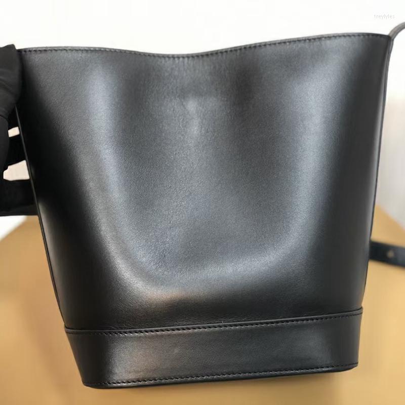 

Evening Bags High Quality Bucket Bag Genuine Leather Women Fashion Casual Simple Real Cowhide Female Shoulder Crossbody Nice, Brown