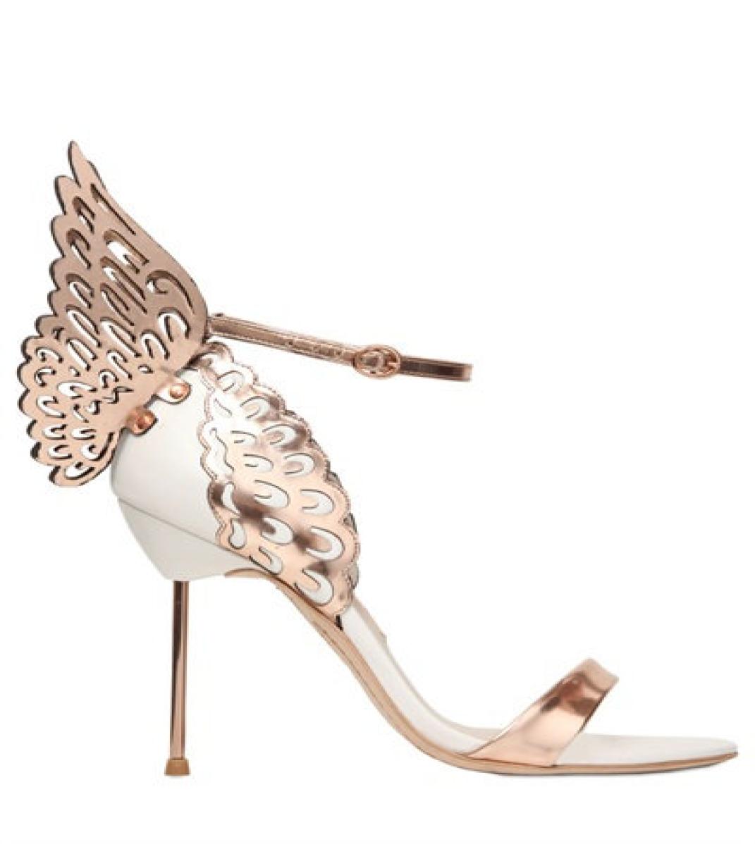 

women039s leather heels wing decoration opentoed sandals size 34428041222, Champagne