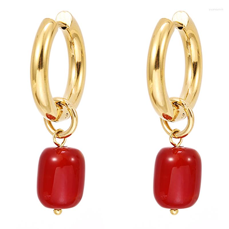 

Dangle Earrings ZHINI Bohemia Vintage Gold Color Statement Earring Luxury Red Acrylic Water Drop For Women Wedding Fashion Jewelry Gift