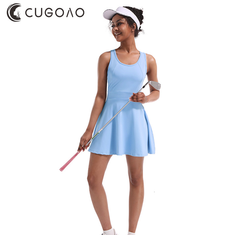 

Basic Casual Dresses CUGOAO Women Sports Tennis Dress Soft High Elasticity Golf Dress Quick Dry Fitness Shorts 2pcs Set Female Badminton Sportswear 230603, Light purple