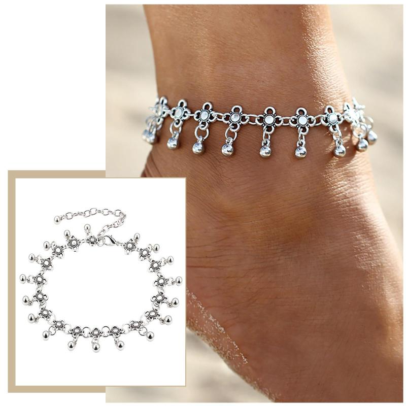 

Anklets 2023 Summer Beach For Women Pearl Beads Sunflower Pendants Foot Chains Bohemian Accessories Barefoot Chain