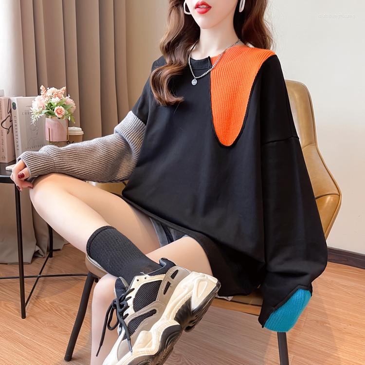 

Women's Hoodies Real S Cotton Large Size Women's Spring And Autumn Thin Long Sleeve Hoodie Female Korean Version Of Color Design Sense, Black