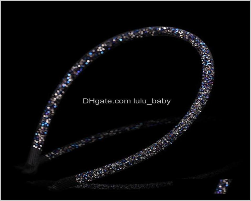 

Fashion Korea Crystal Soft Headband For Women Rhinestone Hairband Beads Bezel Girls Simple Headwear Psaw7 Oum7E4712114