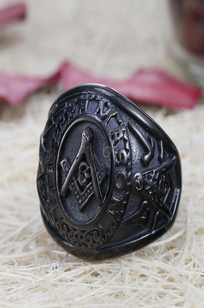 

Mens Black Plated Stainless Steel Mason Masonic mason Ring Band All Sizes1724844