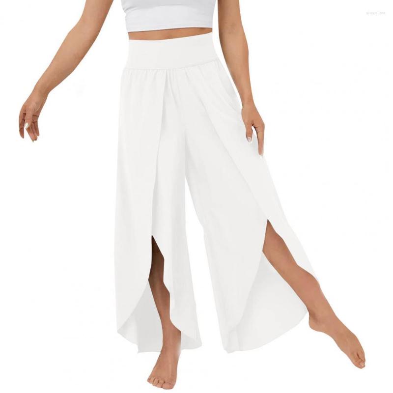 

Active Pants Trendy Women Ninth-Length Comfy Leisure Flowy Split Wide Leg, Black