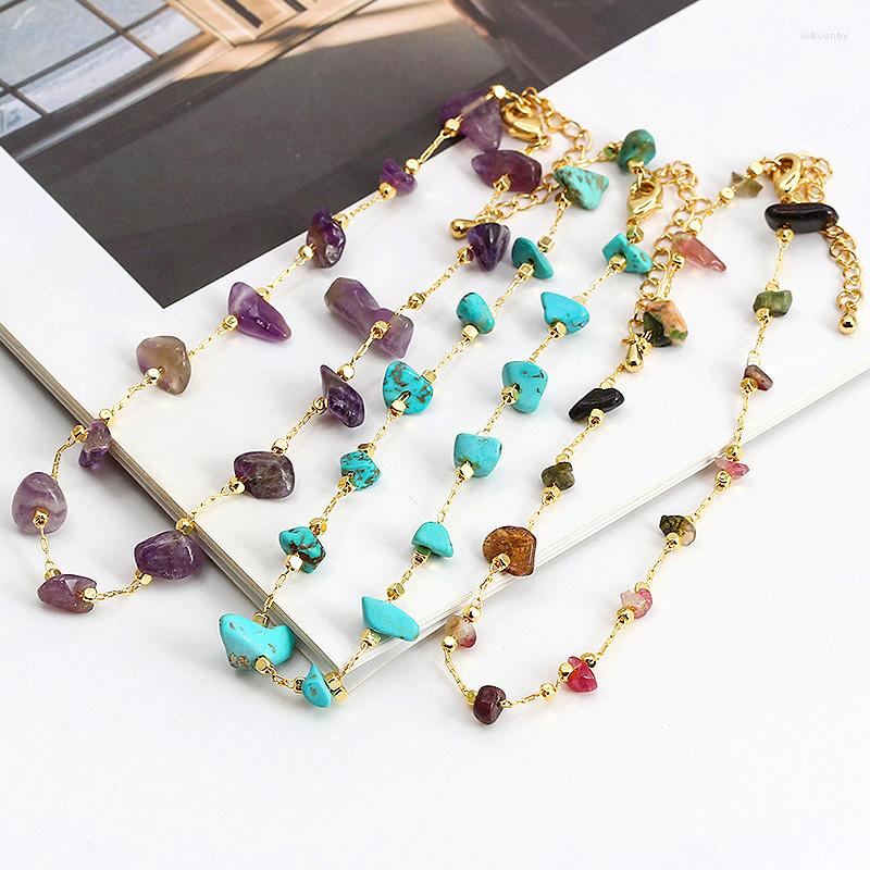

Anklets Fashion Chipped Gravel Bracelet On The Leg Women's Bohemian Natural Stone Feet Chain Party Jewelry