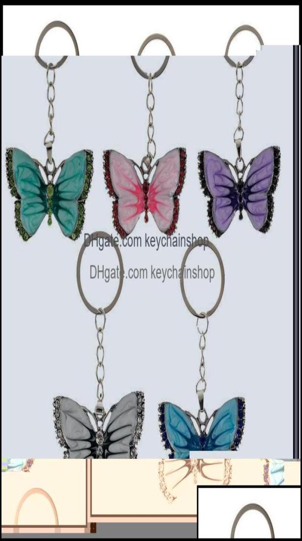 

Keychains Fashion Accessories Crystal Animal Butterfly Sier Vintage Rhinestone Key Chain Rings Jewelry Gift Car Charms Holder Keyr5140366