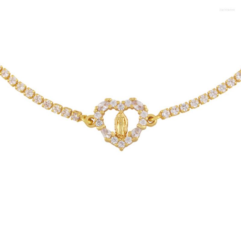 

Link Bracelets Our Lady Of Guadalupe Heart Bracelet Butterfly For Women Christian Goddess Virgin Mary Copper Zircon Religious Jewelry